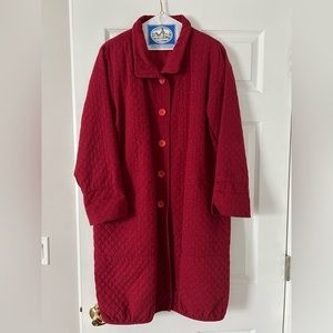 Red patterned light-weight quilted coat